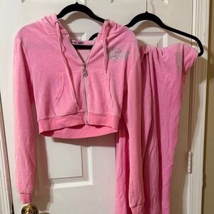 Dolls Kill Pink Velour Hoodie and Pants Set